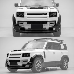 Land Rover Defender (90,110,130) carbon fibre front lip — UV-stable gloss finish detail