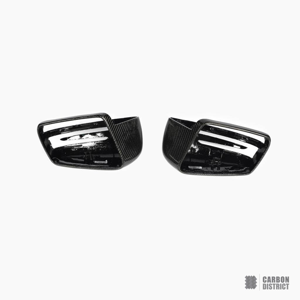 Mercedes A-Class (W176) carbon fibre mirror caps — UV-stable gloss finish detail