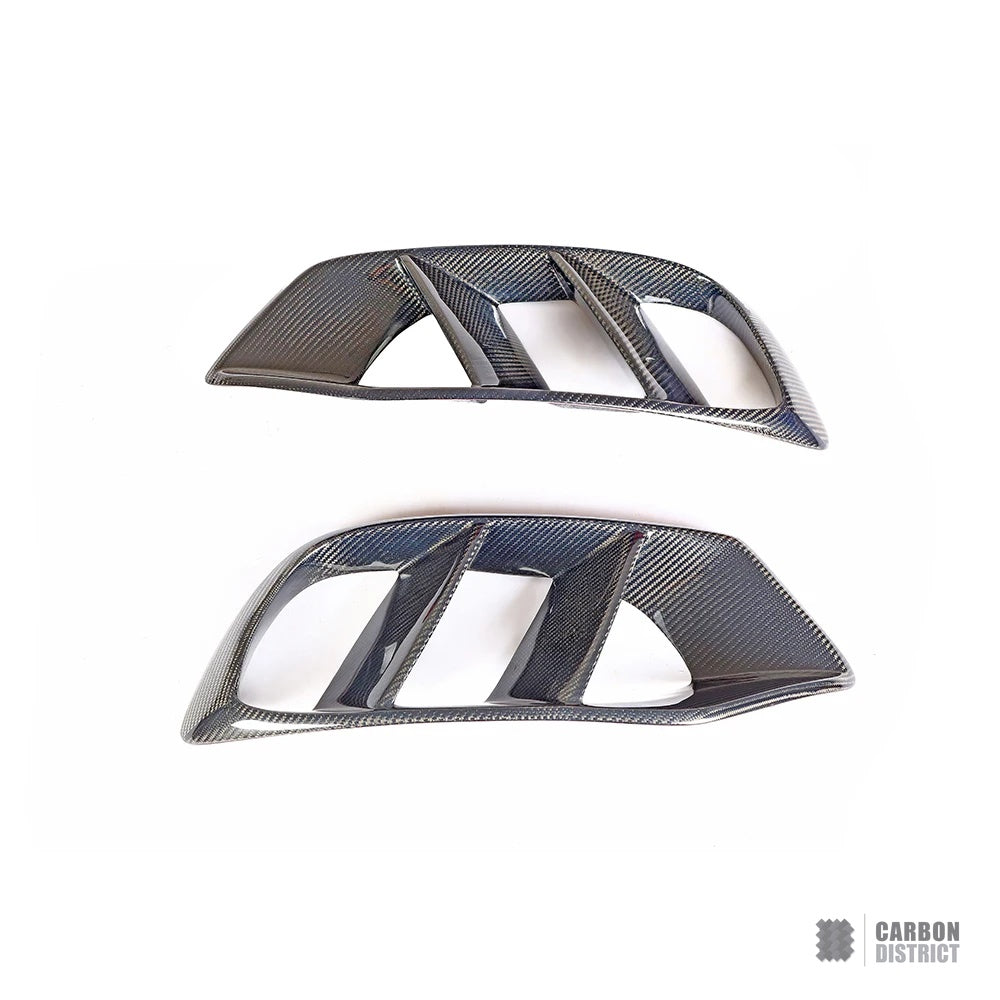 Mercedes C-Class (W205) carbon fibre fog lamp covers (V2) — UV-stable gloss finish