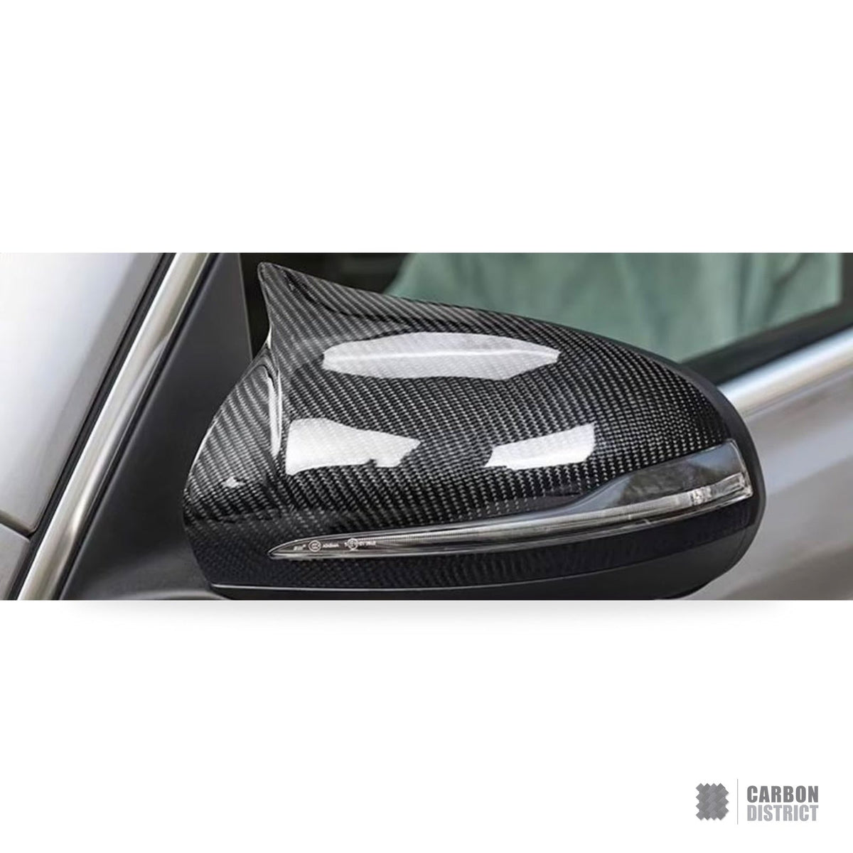 Mercedes C-Class/S-Class (W205/W222) carbon fibre mirror caps (LHD Only) — UV-stable gloss finish