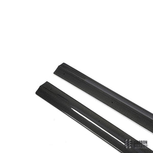 Mercedes E-Class (W213) carbon fibre side skirts — 3K twill gloss finish