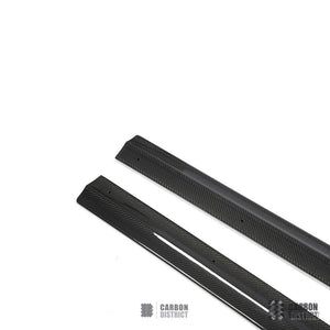 Mercedes E-Class (W213) carbon fibre side skirts — 3K twill gloss finish