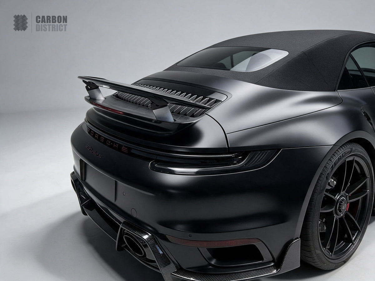 Porsche 911 Turbo S (992.1) dry carbon fibre rear diffuser — fitted, studio