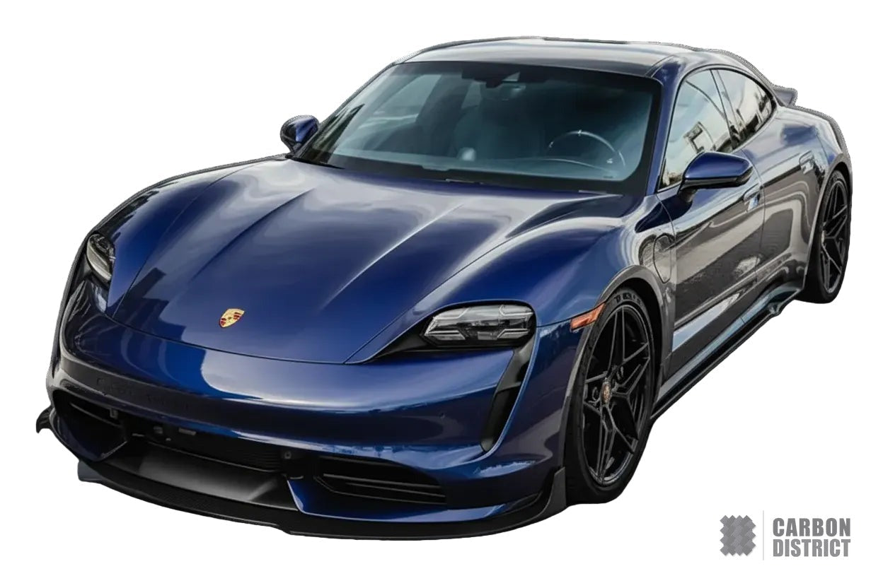 Porsche Taycan carbon fibre front lip — 3K twill gloss finish