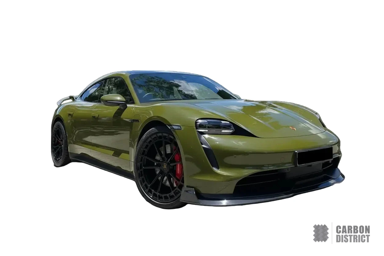 Porsche Taycan carbon fibre side skirts — 3K twill gloss finish