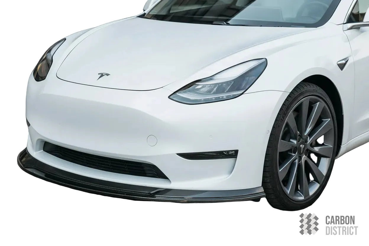Tesla Model Y carbon fibre front lip — made to order in genuine carbon fibre