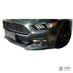 Ford Mustang carbon fibre front lip — UV-stable gloss finish detail