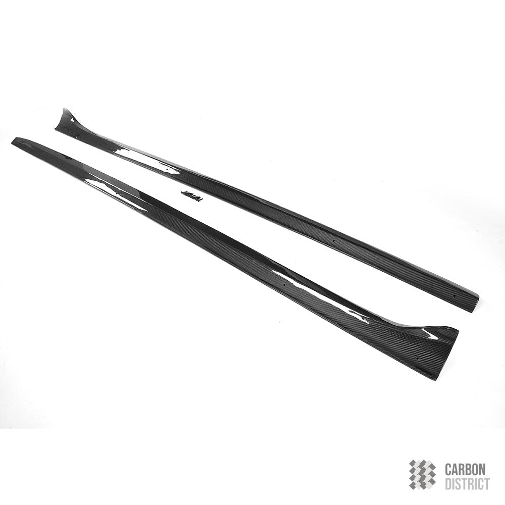 Audi A5/S5 (B8/B8.5) carbon fibre side skirt extensions — 3K twill gloss finish