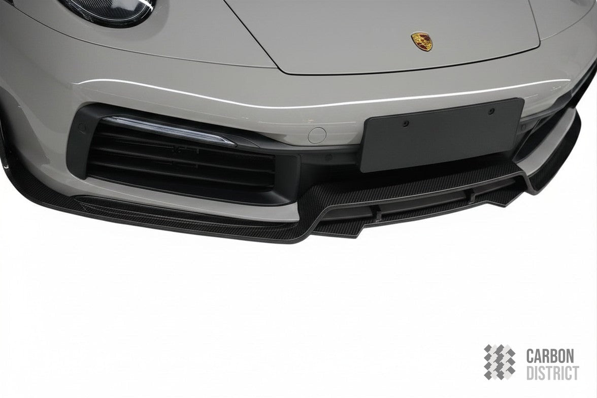 Porsche 911 (992) dry carbon fibre front lip — made to order in genuine carbon fibre