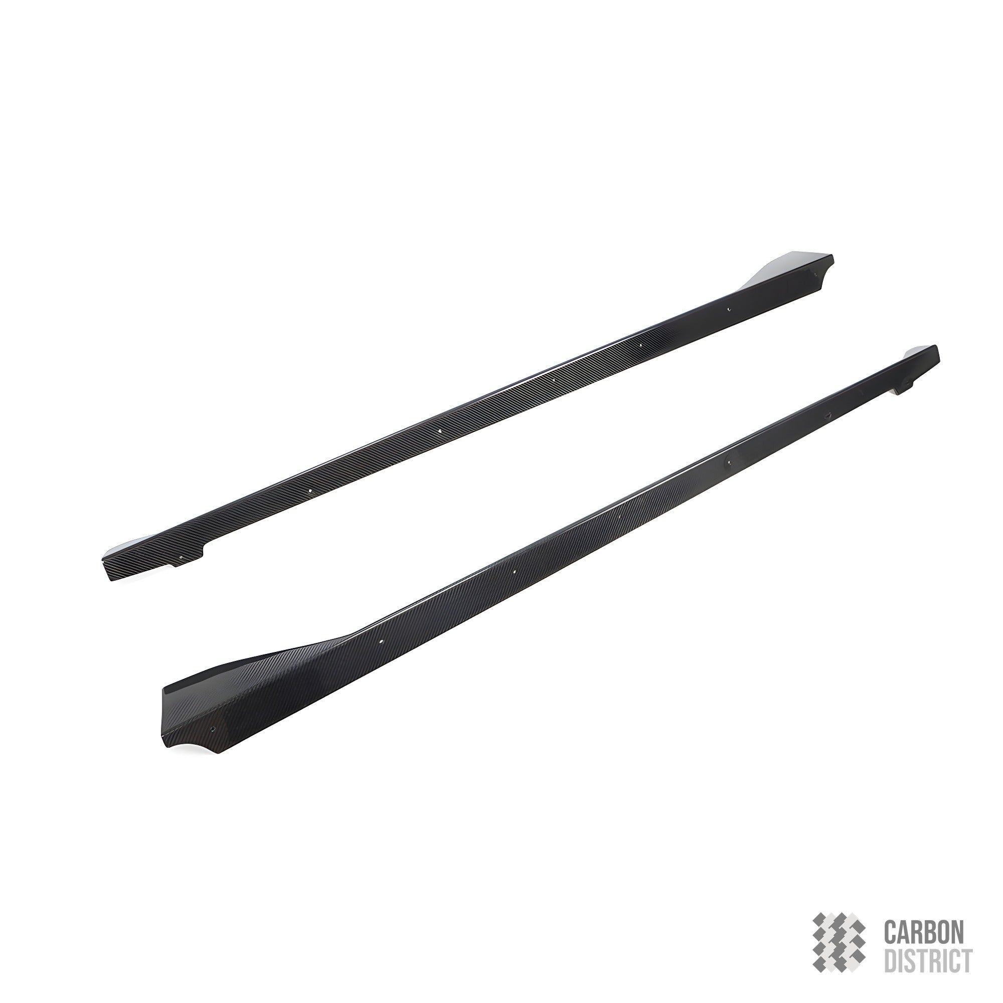 Toyota Supra (A90) carbon fibre side skirts — 3K twill gloss finish