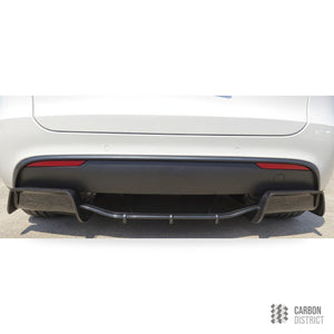 Tesla Model Y dry carbon fibre rear diffuser — made to order in genuine carbon fibre
