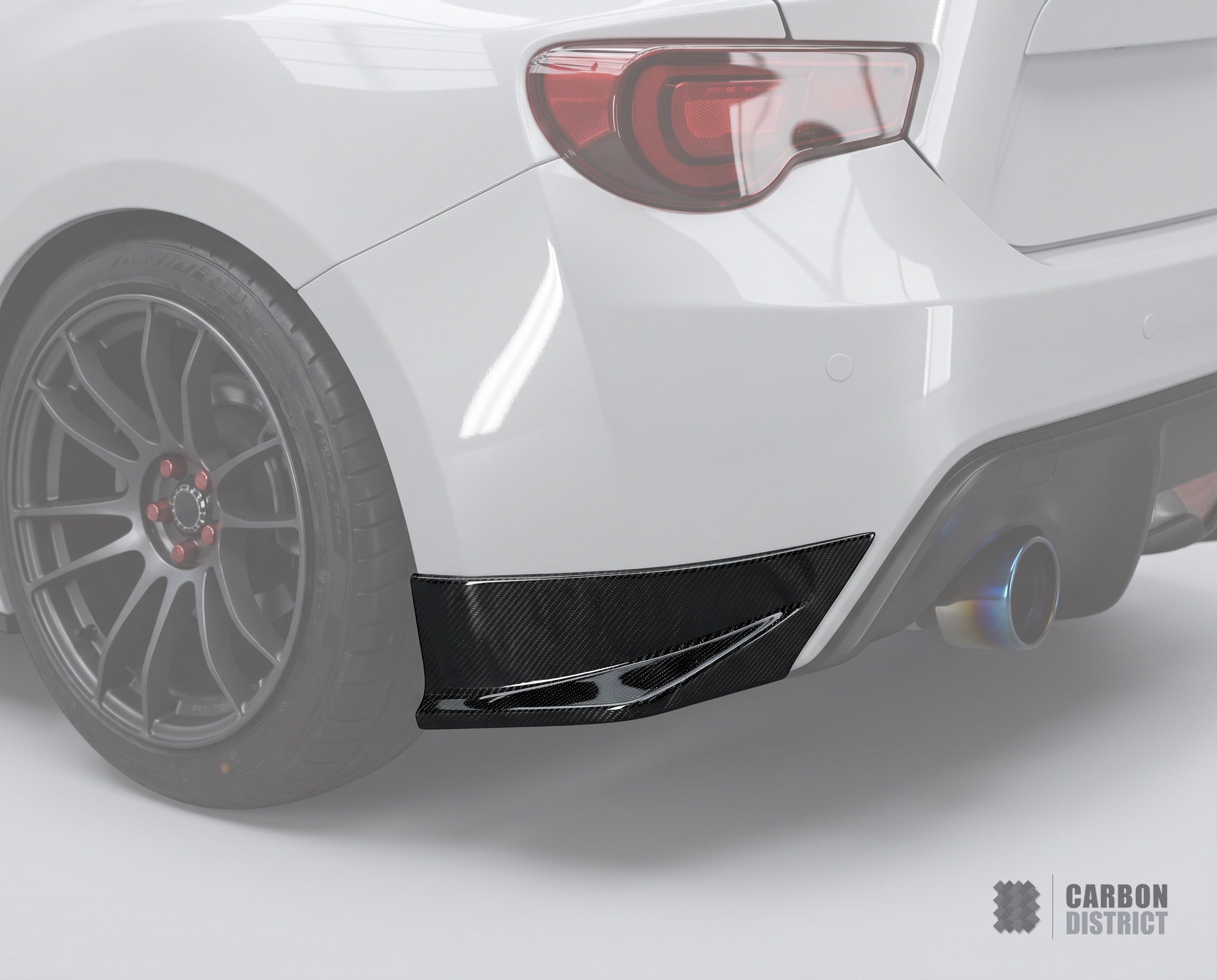 Toyota GT86 (ZN6) carbon fibre rear canards — UV-stable gloss finish detail